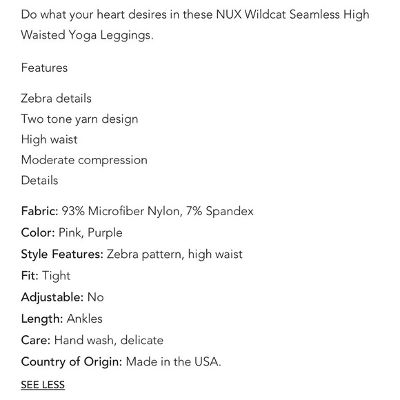 NUX Wildcat Seamless High Waisted Yoga Leggings - Picture 7 of 9